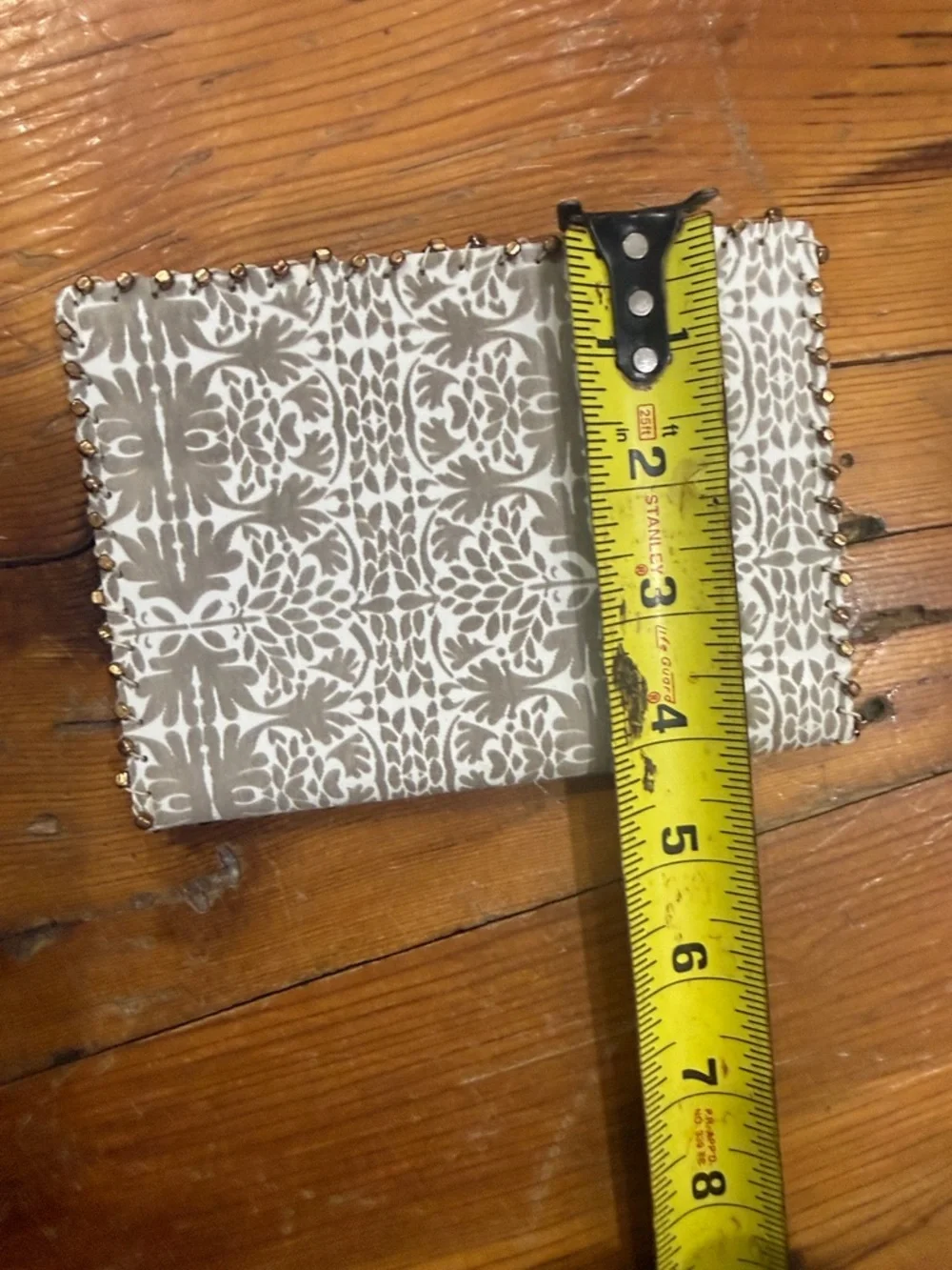 Anthropologie Cream Canvas Passport Sleeve with Gold Beaded Accent